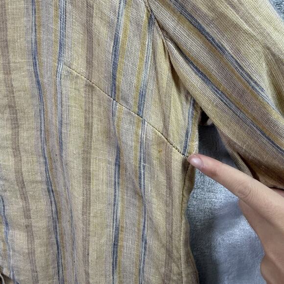 CP Shades Linen Button Up Blouse Size Small Yellow Striped Boho Ruffle Details - Picture 16 of 16